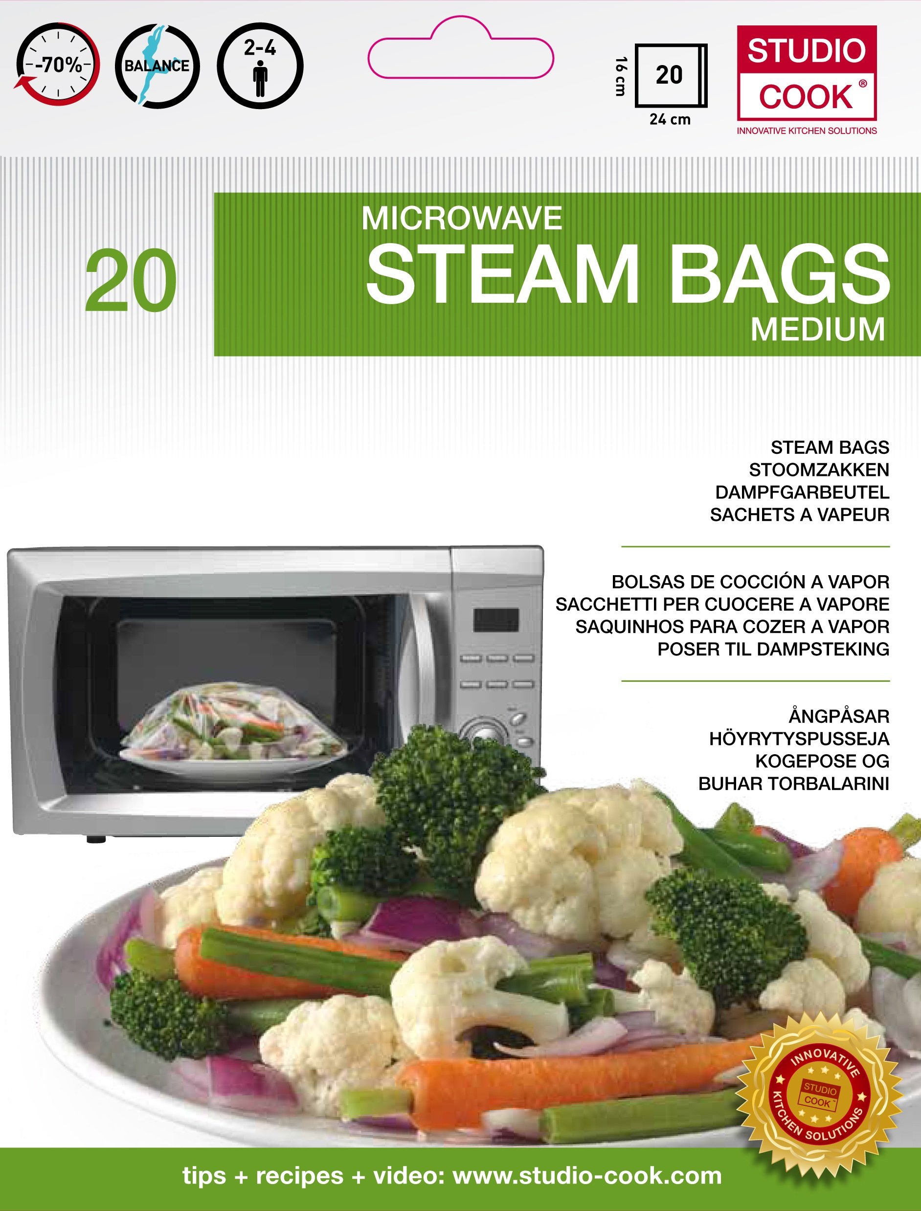 Worek do gotowania na parze Medium - 60 sztuk - 16 x 26 cm od Studio Cook
