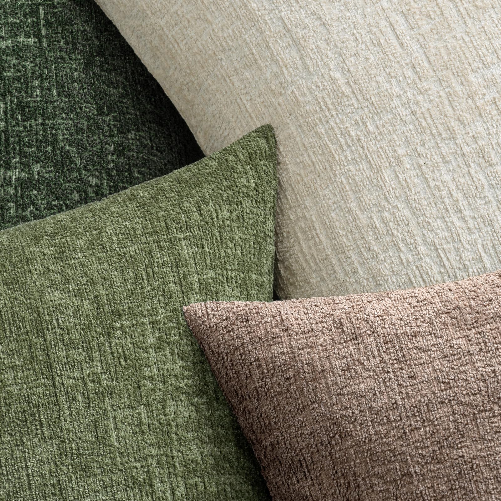 MIULEE Decorative Throw Pillow Covers 18x18 Pack of 2 Beige Couch Pillow Covers Soft Cozy Textured Chenille Pillowcases for Home Decor Sofa Living Room Cushion Bedroom — view 3