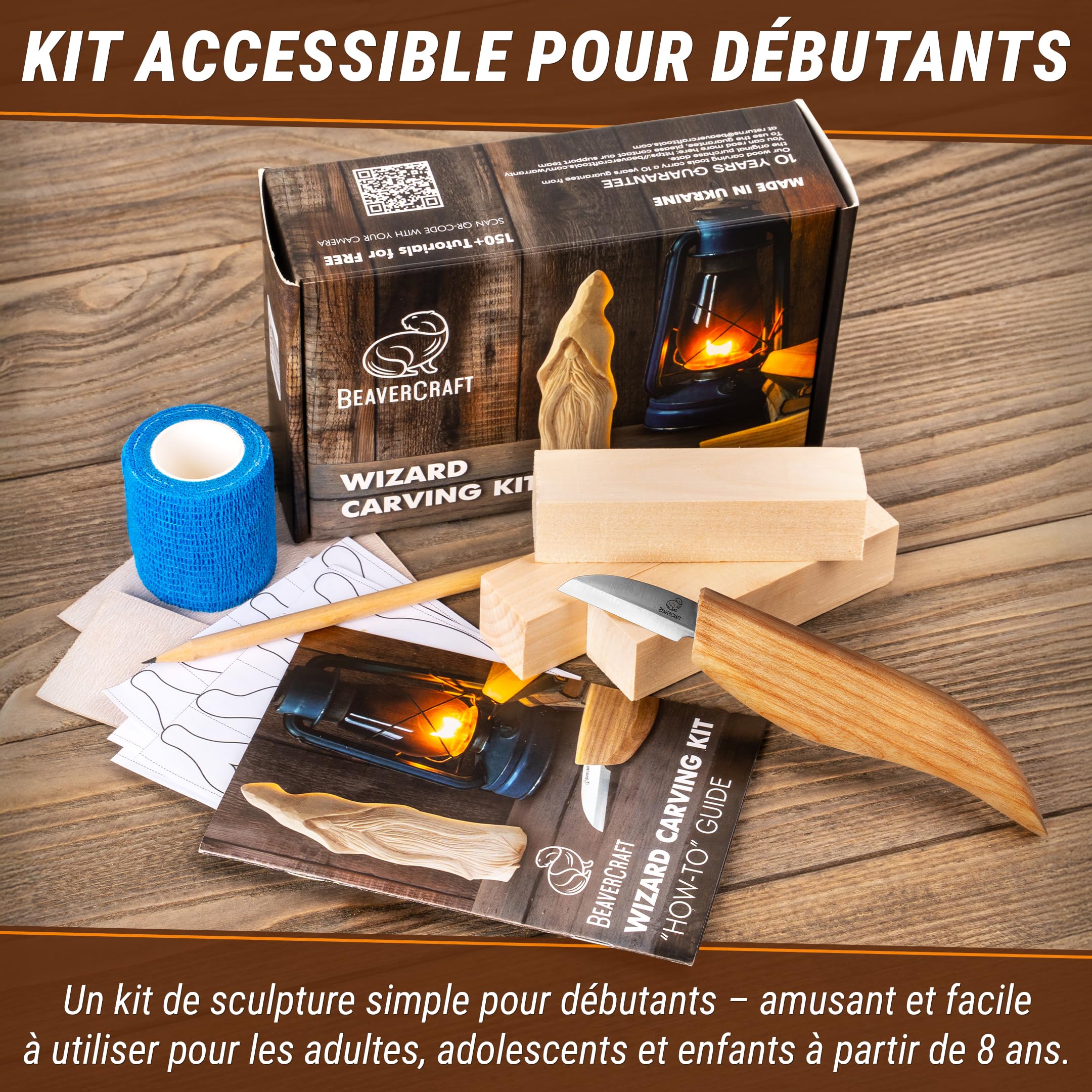 BeaverCraft Kit de sculpture sur bois pour débutants, Kit de gravure sur bois pour débutants - Outils de sculpture Kit de travail sur bois pour adultes et adolescents DIY03 Wizard