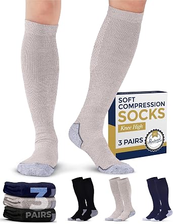 Pembrook Light Compression Socks for Men & Women - 3 Pairs | 8-15 mmhg Compression Dress Socks for Men | Support Socks