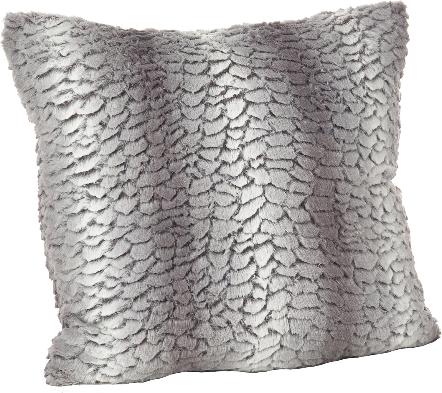 SARO LIFESTYLE 1640.GY18S Juneau Collection Faux Fur Down Filled Throw Pillow, Grey, 18"