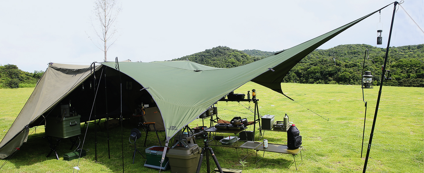 Amazon | GOGlamping 【山帆ヘキサタープ TC】ソロ用 4.2mx4.1m