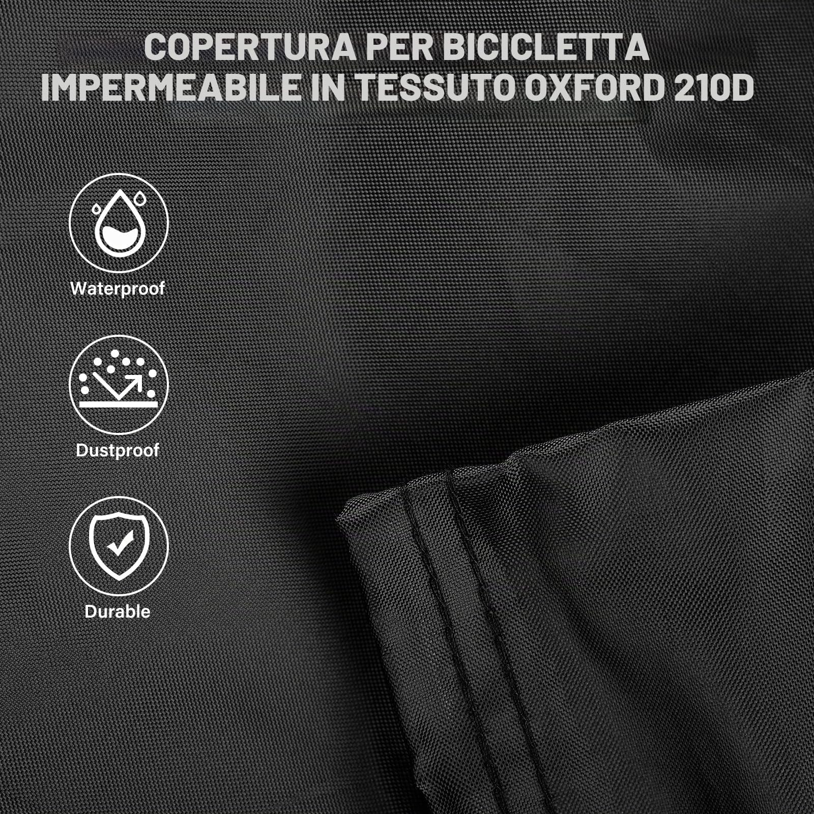 Copertura per bicicletta, impermeabile, per cyclette, impermeabile, in tessuto Oxford 210d, impermeabile, con sacchetto, per cyclette, per interni ed esterni