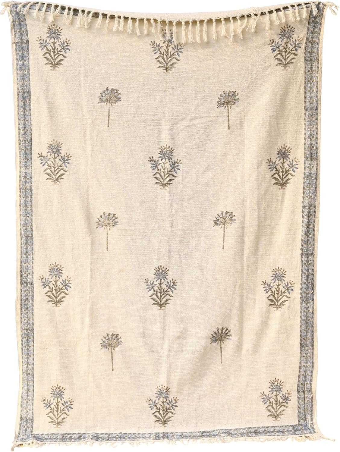 Trade Star 100% Cotton Handmade Soft Luxurious Throw Handloomed Ethnic Throw Blanket for Home Decor Hand Block Print Blanket with Tassels Decorative (50x70 Inches) (Pattern 1)
