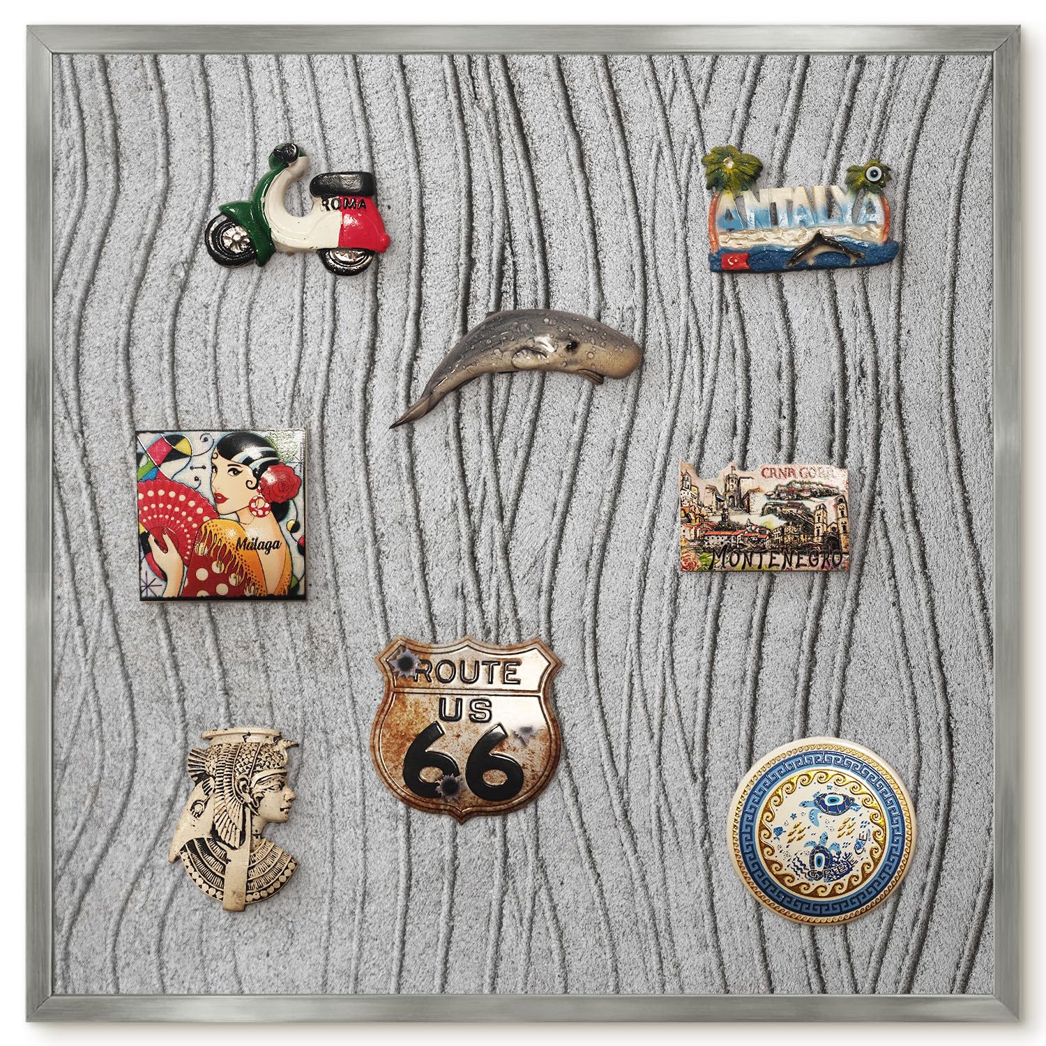 Planner Settimanale per Home Office 50x50 Grigi Cornice Argento | Bacheca Magnetica | Pannello Calamitato | da Parete | Organizer | Planning Ufficio | Calamite | Porta Foto | Lista Spesa