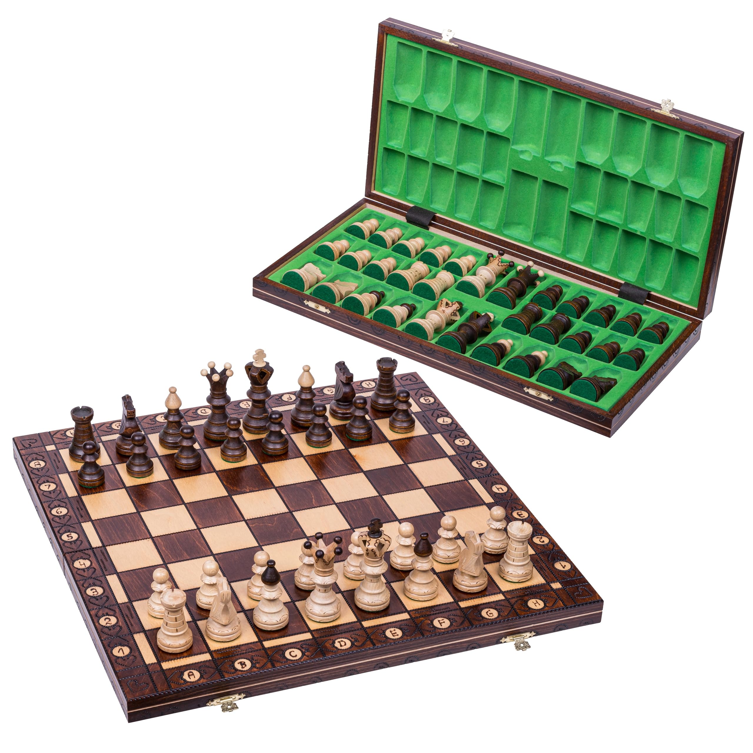 Square - Schach Schachspiel - AMBASADOR AG - Schachbrett aus Holz - 53 x 53 cm & Schachfiguren - Kunsthandwerk
