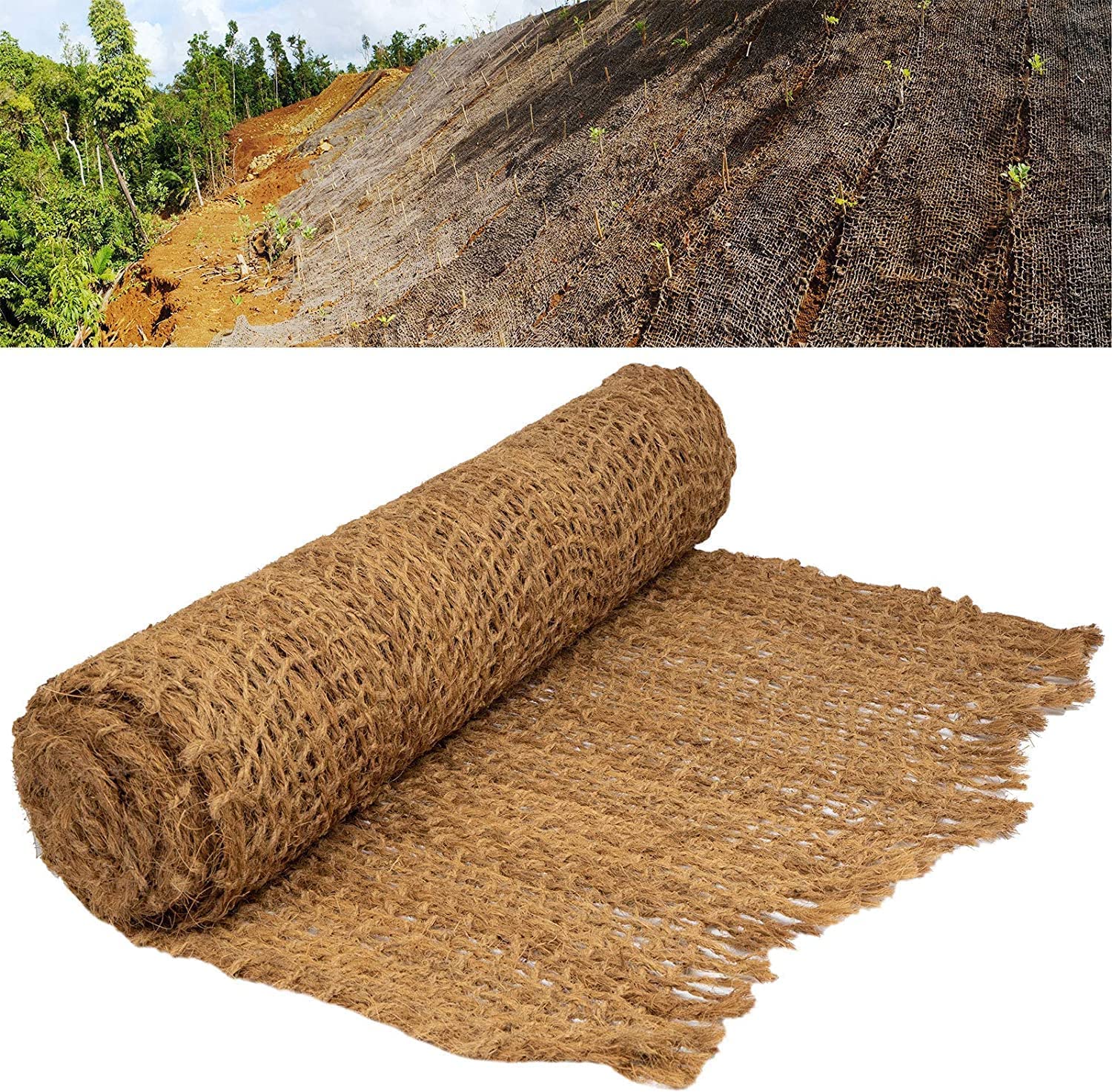 Floordirekt Esterilla de terraplén de 700 g/m², 15 m, protección contra la erosión para jardinería, red de terraplén, protección para pendientes, fibras naturales de coco, resistente a la intemperie