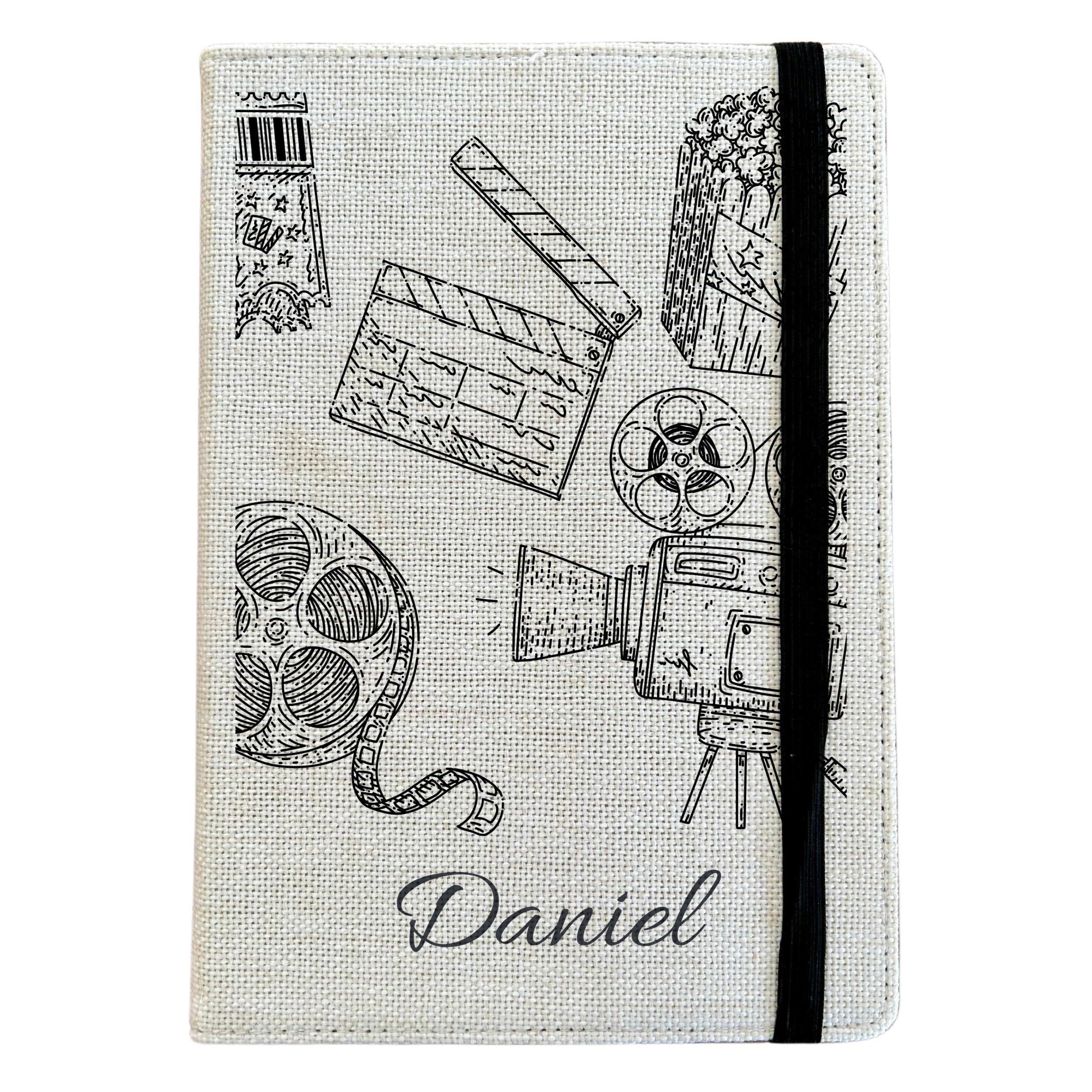 Personalised Film A5 Notebook - Custom Movie Lined Journal - Reusable Hobby Notebook Cover - Linen Hardback Journal Cover Gift