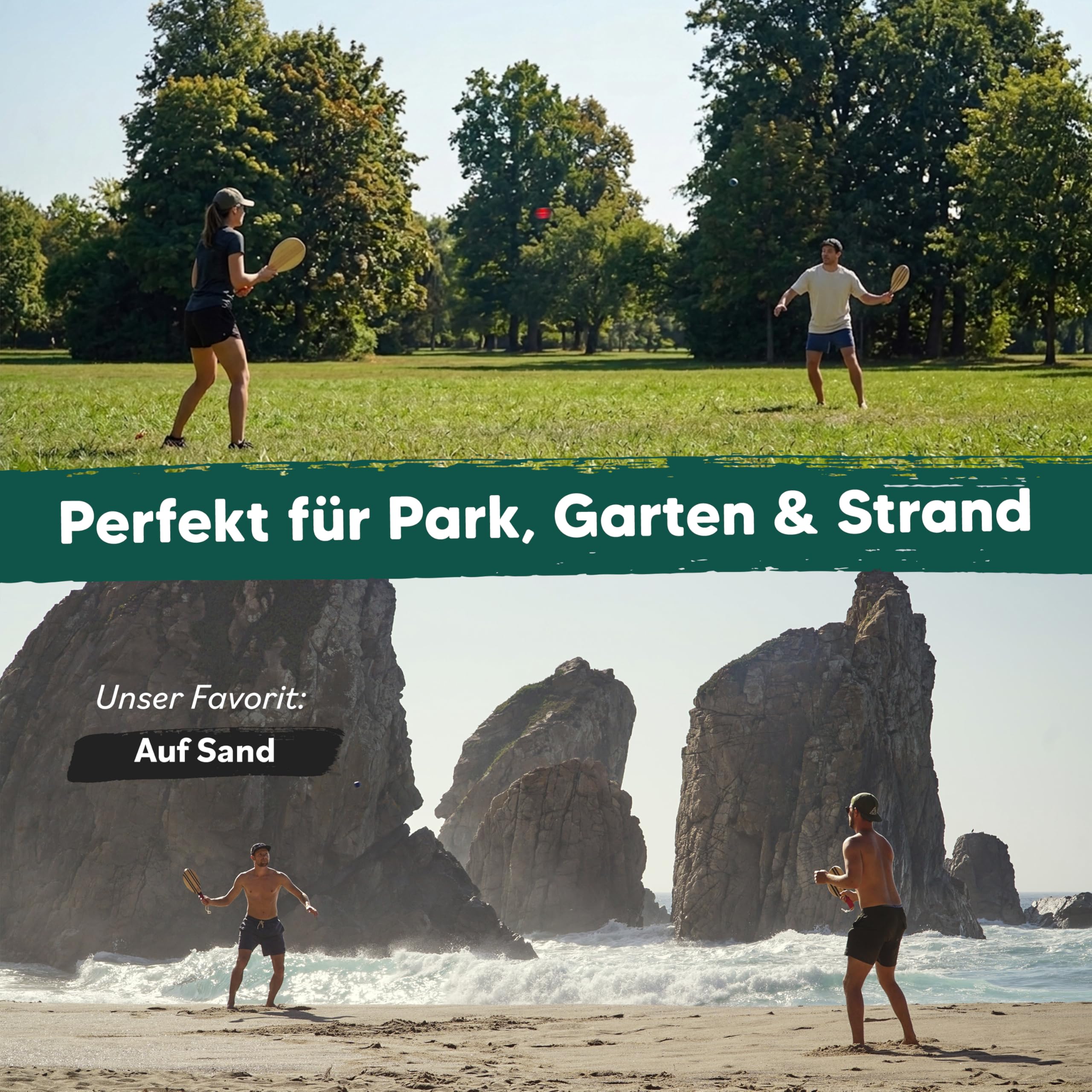 two46 Frescobol - Premium Beachball Set aus Holz | Handgefertigt & Langlebig | TESTSIEGER 2023 | inkl. Anfängerball & Tasche | Perfekte Geschenkidee | Der Trendsport aus Brasilien