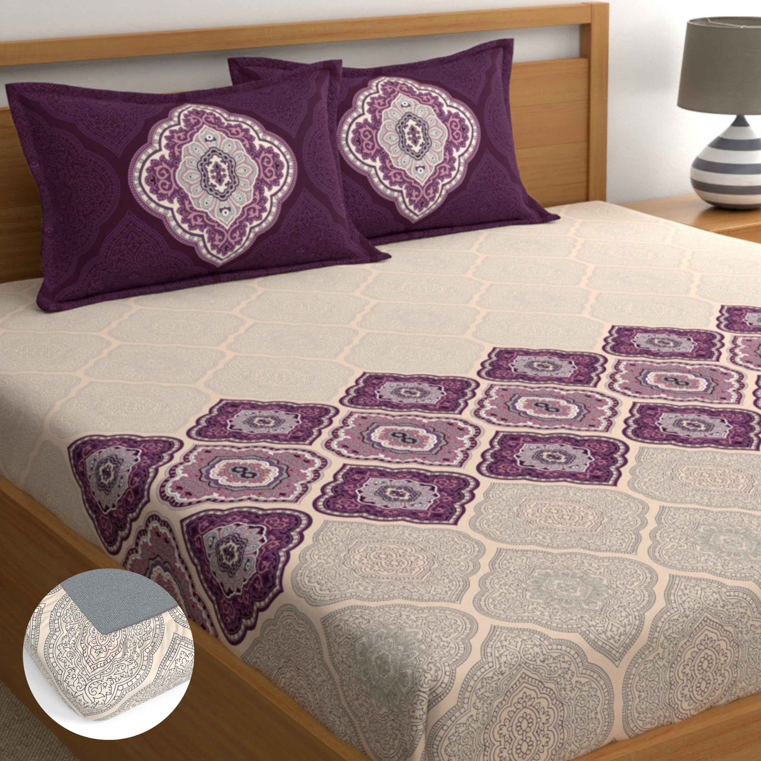 Dreamscape King Cotton Bedsheet Set - Blue -10