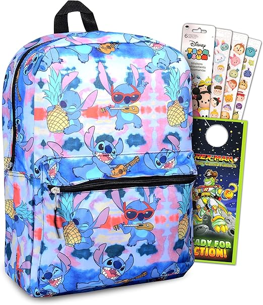 Disney Lilo And Stitch School Backpack For Kids 3 Pc Bundle With 16" Stitch School Bag, Tsum