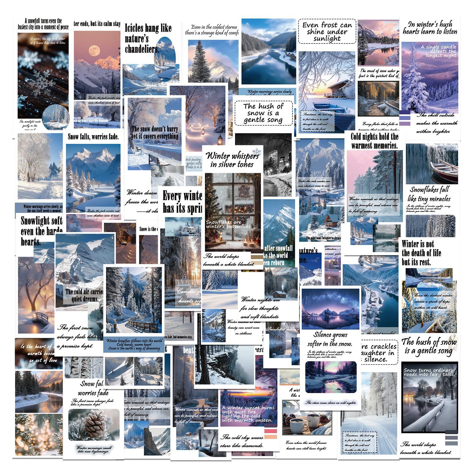 50Pcs Winter Snow Scene PVC Stickers Decoration for DIYer Decoration on Notebook Luggage and Electronic Sticker Paper