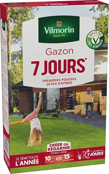 Vilmorin 4460714 Gazon 7 Jours, Vert, 1 kg - 4