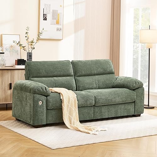 Miniatura 10 de Ihanherry Sofá moderno de 92 pulgadas para sala de estar, sofá de felpilla de asiento profundo con puerto de carga rápida y cojines extraíbles