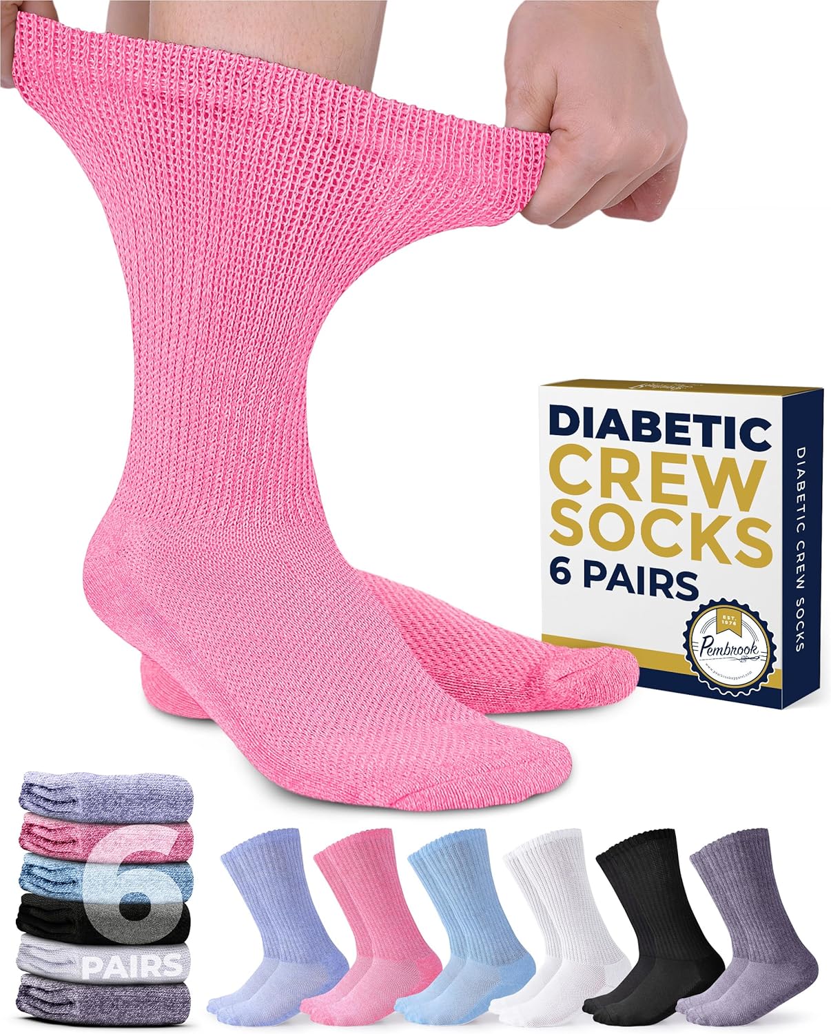 Pembrook Diabetic Socks for Men and Women - Non-Binding Neuropathy Socks