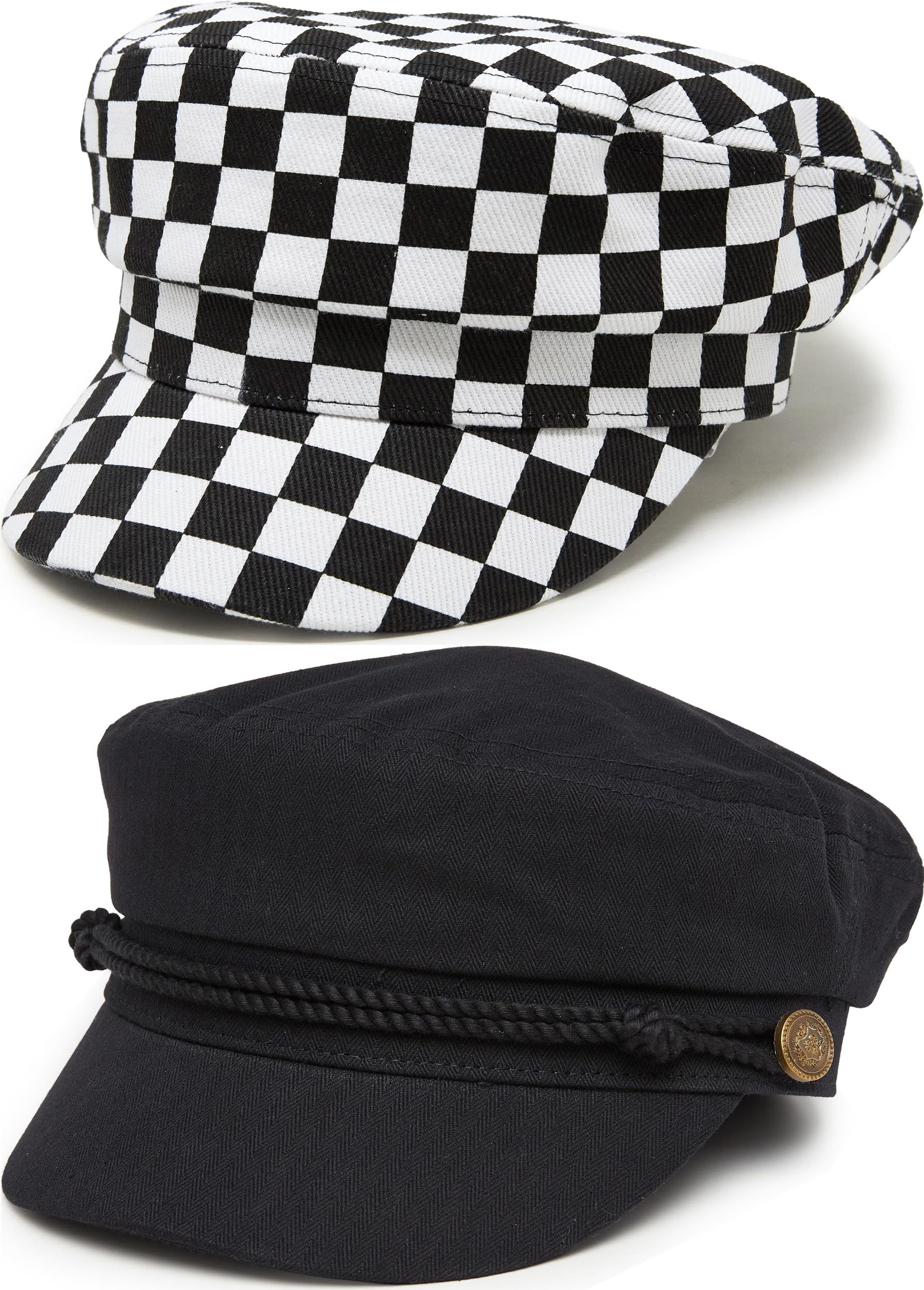 Funky Junque Greek Fisherman Newsboy Cap, Cotton Captains Bakerboy Hat