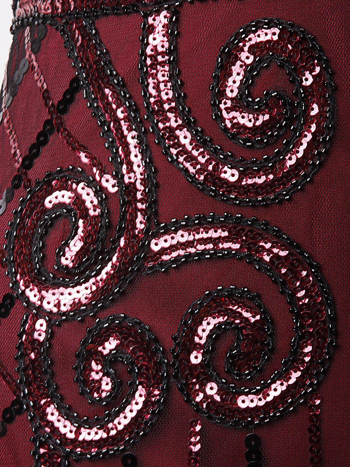 Vijiv 1920s Vintage Inspired Sequin Embellished Fringe Long Gatsby Flapper Dress - Image 6