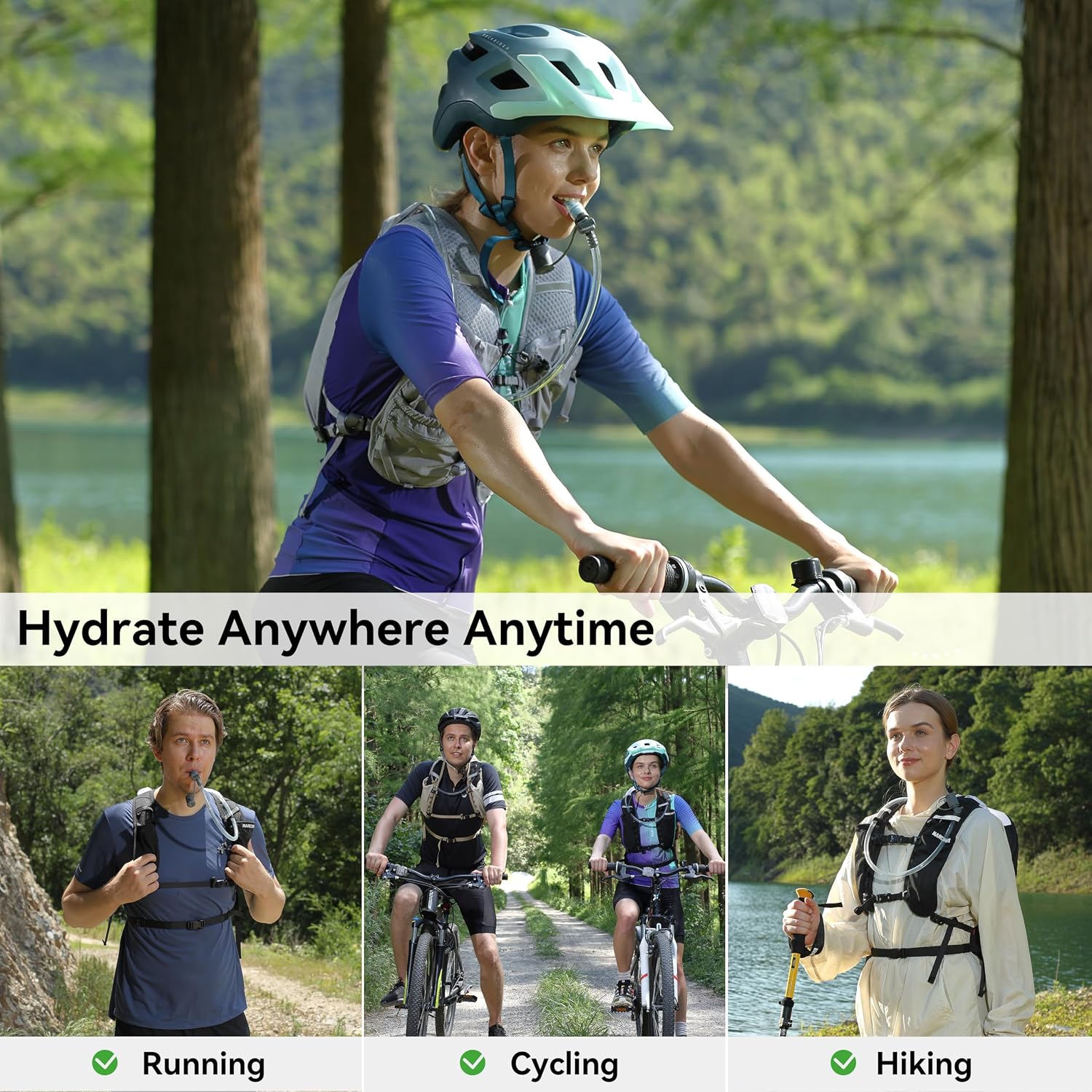MARCHWAY Lightweight TPU Hydration Bladder 2L/3L for Hydration Packs, Slide-Seal Wide Mouth Water Reservoir Bag with Carry Handle for Hiking, Cycling, Running, Camping, Travel