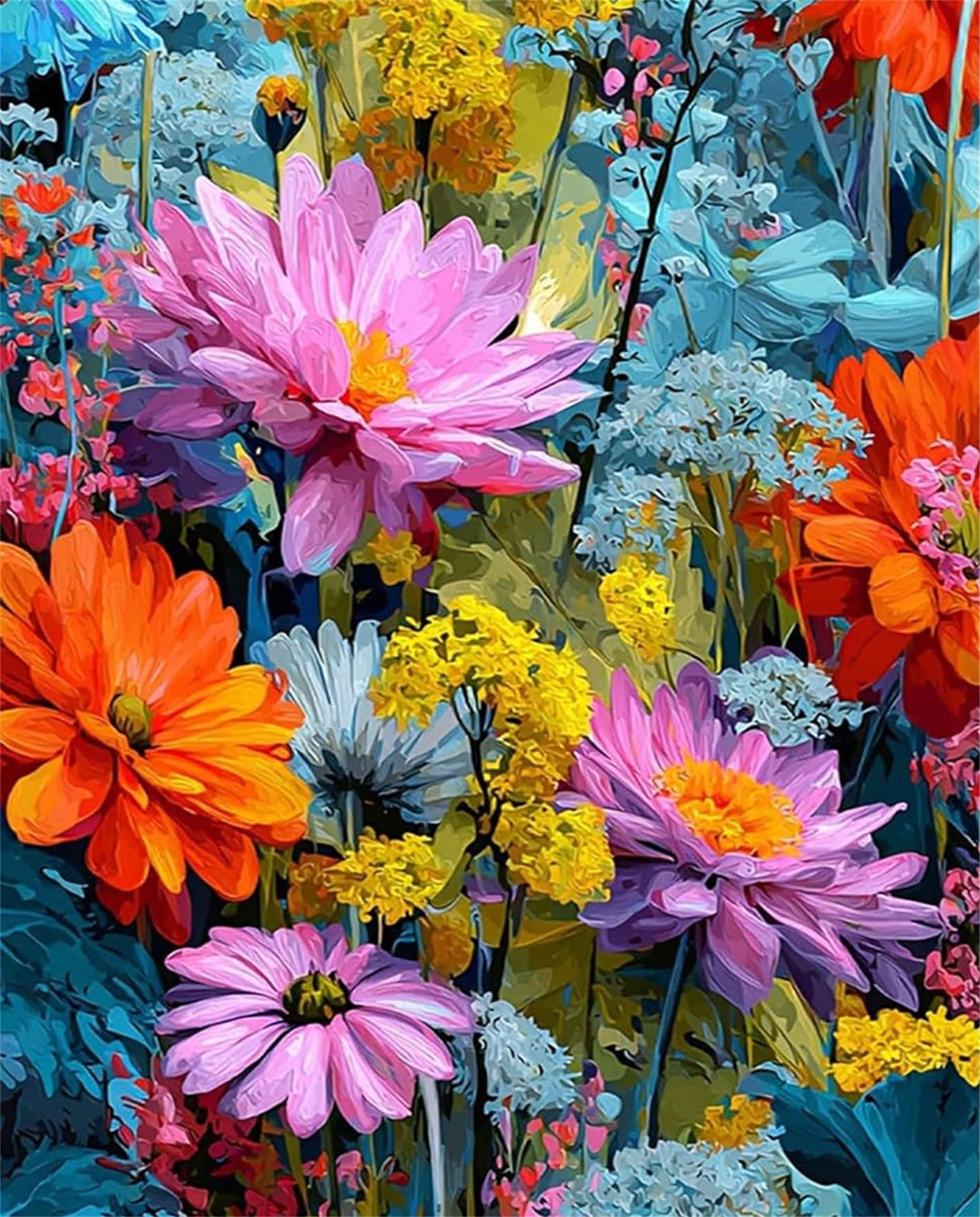 Hefeis Flower Adults Paint By Number Kits,Painting By Number Kits On Canvas,Large Color By Numbers Adult Watercolor Gifts For Friends Wall Decor (Flower)