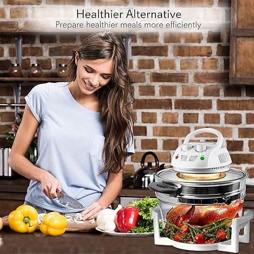 Miniatura 3 de NutriChef Freidora de Aire, Horno de Convección Infrarroja, Horno Halógeno de Encimera, Cocina Saludable, Acero Inoxidable, 13 Quart 1200W, Prepara
