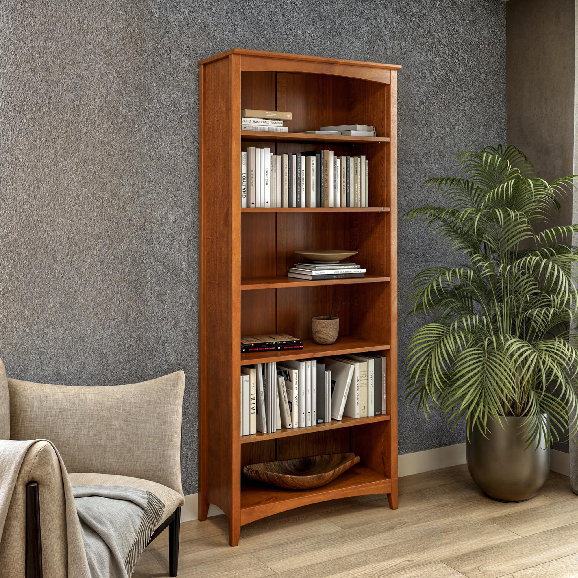 Best Solid Wood Bookcases for 2026: Vetted Picks 1 Camaflexi Shaker Style 6 Shelf Bookcase / Solid Wood / 72 inch Tall / Adjustable — product photo