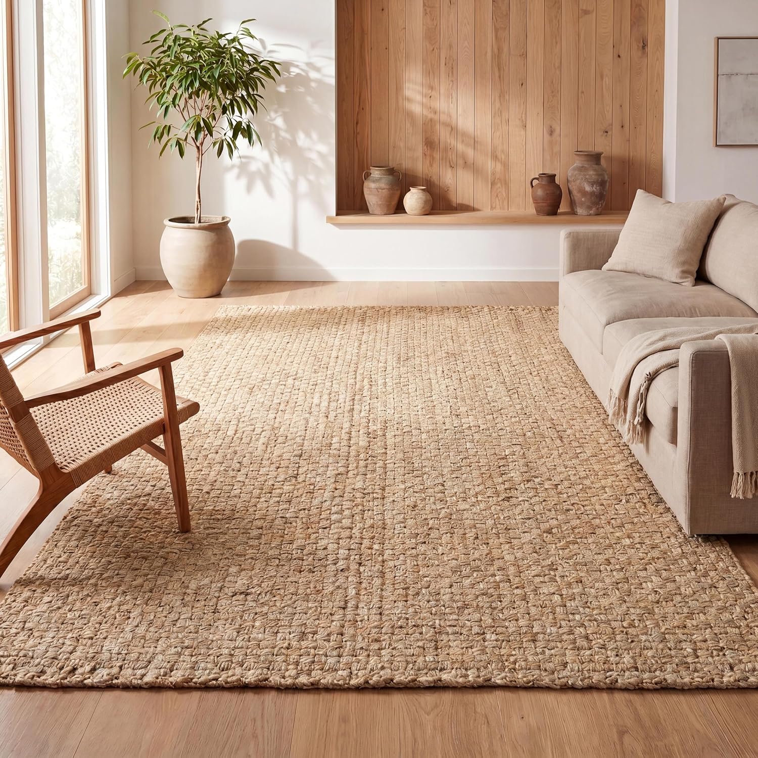JONATHAN Y Estera Hand Woven Boucle Chunky Jute Ivory Indoor Area Rug, 4x6, Bohemian, Transitional, Easy-Cleaning for Living Room, Bedroom, Kitchen, Pet Friendly, Non-Shedding (NFR102B-4)