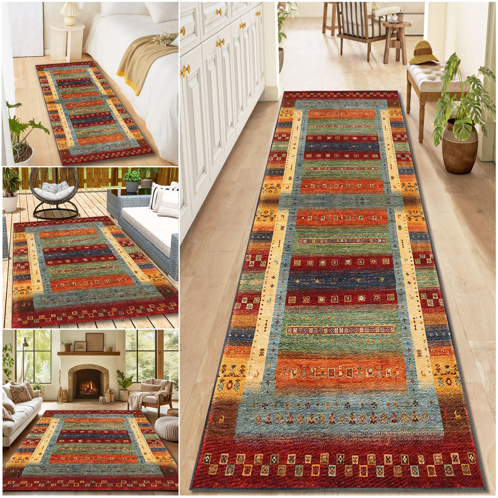 Teppich Läufer Flur Rutschfest Waschbare Küchenteppich 100 x 250 cm Teppichläufer Flur Lang Korridor Teppich Läufer Fußmatte Küchen Teppiche Läufer Flur Runner Teppiche für Küche Eingang Schlafzimmer