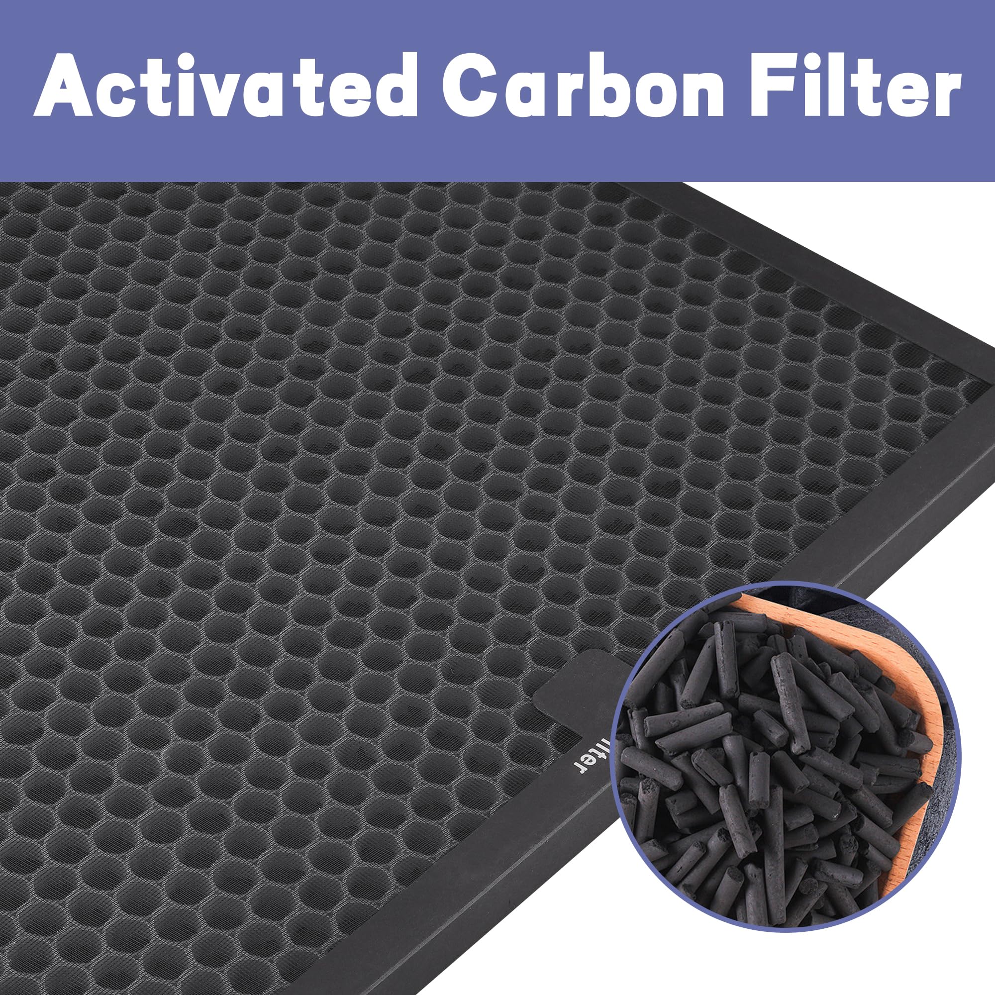 Filtros de carbón activo Popurure Air Scrubber compatibles con purificadores de aire BlueDri, VEVOR y Dri-Eaz, para Drieaz HEPA500 de 40,6 x 40,6 x 2,5 cm (paquete de 3)