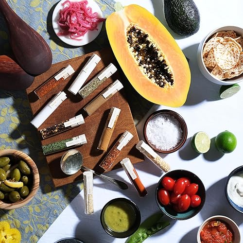 Miniatura 10 de Craftly Caja de regalo de sal y pimienta, juego de especias y condimentos para cocinar, 6 sales y 6 pimientos, Himalaya, hawaiano, limón romero,