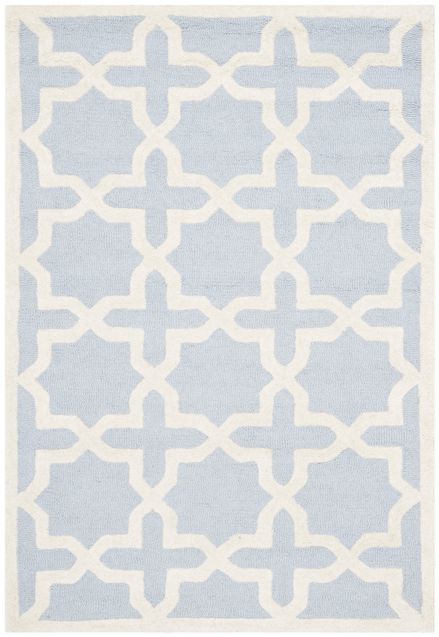 SAFAVIEH Cambridge Collection 2' x 3' Light Blue/Ivory CAM125A Handmade Moroccan Premium Wool Accent Rug