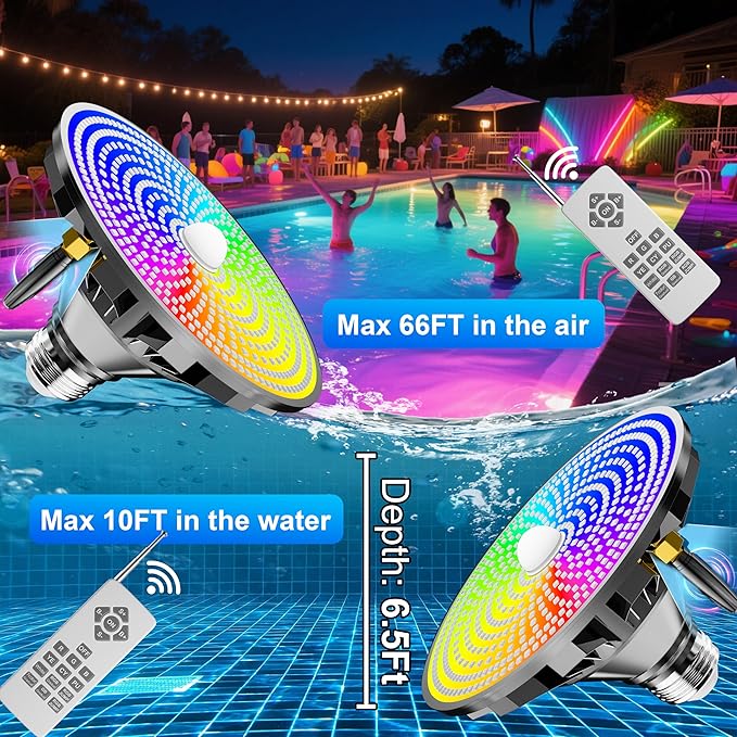 Foco LED para Piscina RGBW 75W Control Remoto E26 miniatura 5