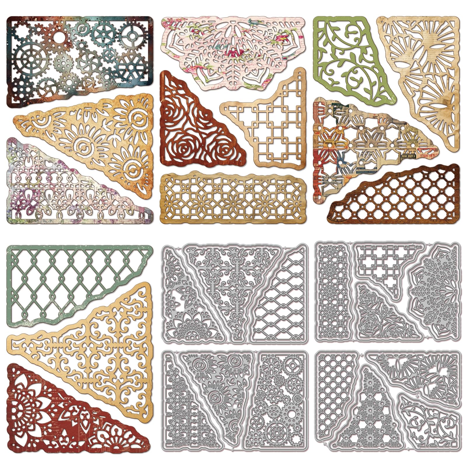 GLOBLELAND Lace Cutout Cutting Dies for Card Making Background Metal Die Cuts Lace Trim Cutting Dies Templates for Scrapbooking Journal Embossing Paper Craft Decor