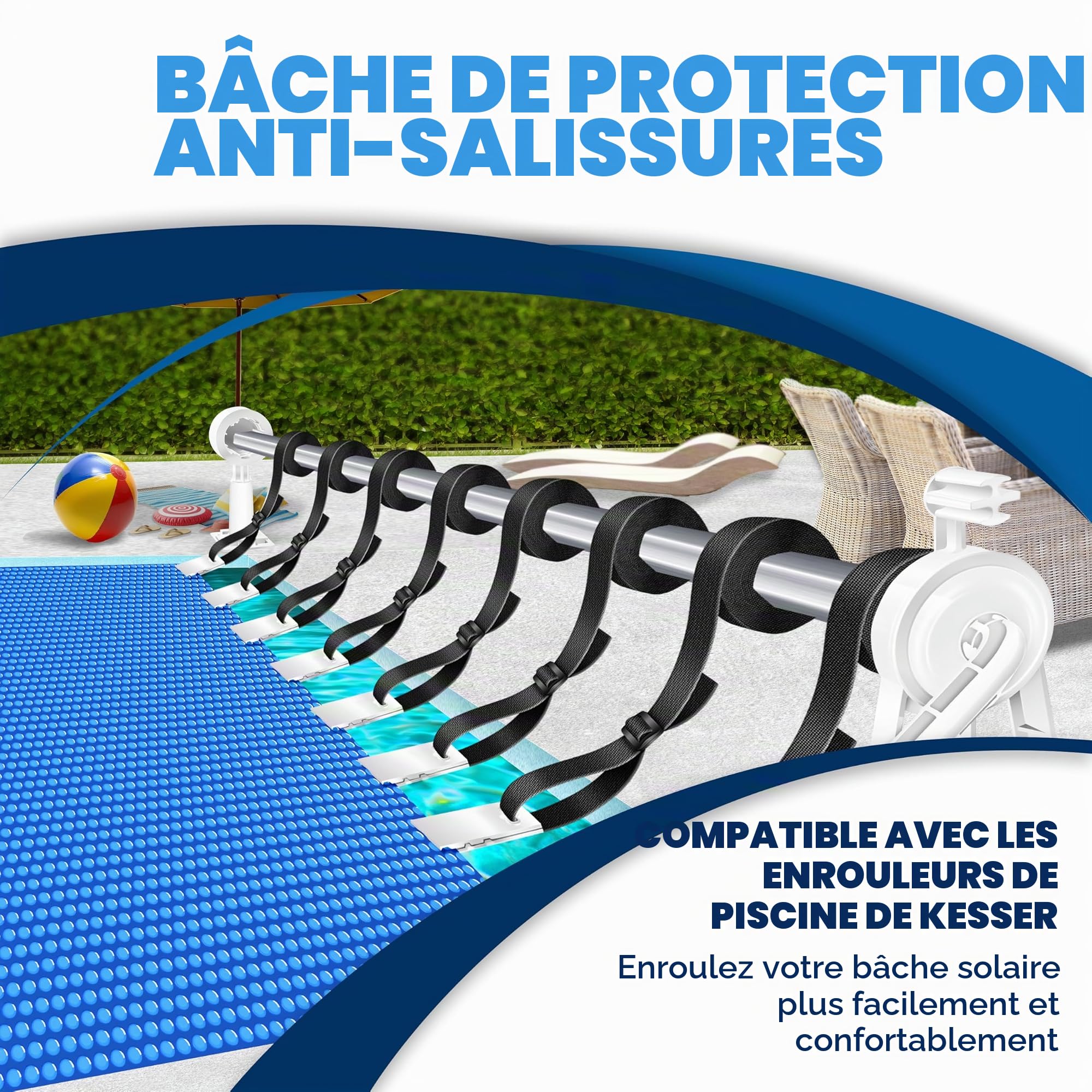 KESSER® Film solaire de piscine 400 µm, Bâche solaire rectangulaire 700 x 400 cm, Bâche de protection solaire flexible à découper, Bâche de piscine pour chauffage de l'eau, Couverture solaire avec