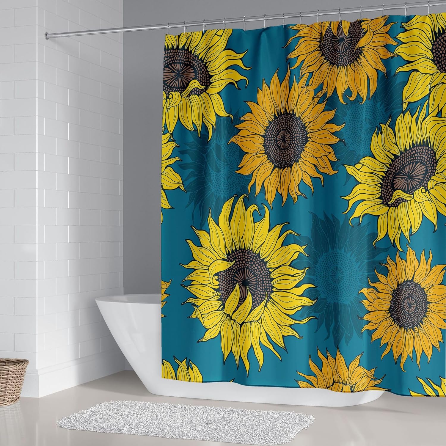 Floral Shower Curtain Sunflowers Bath Bathtub Bathroom