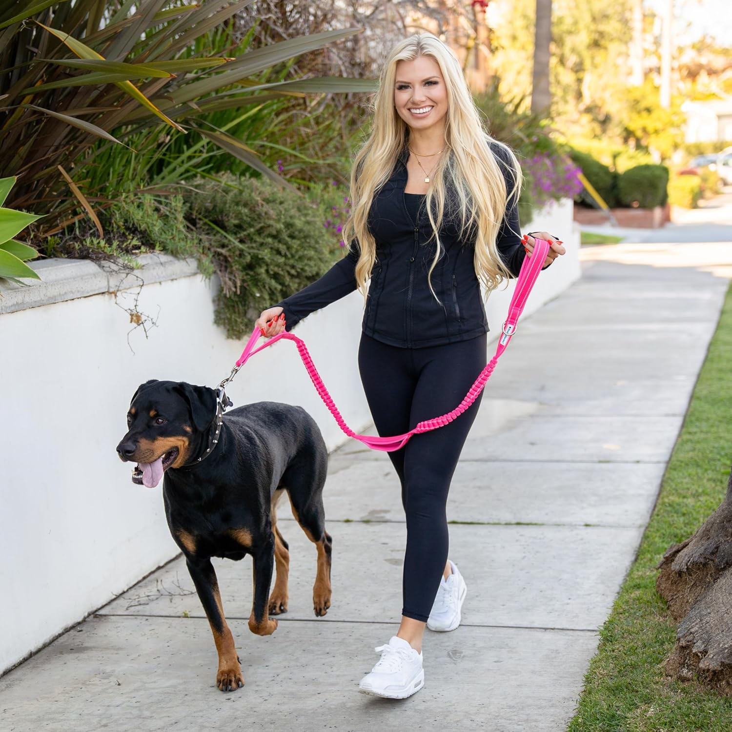 Shed Defender Bungee Dog Leash w/Three Padded Handles – Seen on Shark Tank - 4FT to 6FT Shock Absorbing Dog Leash Dogs – Heavy Duty Traffic Control Leash for Walking, Training, Running