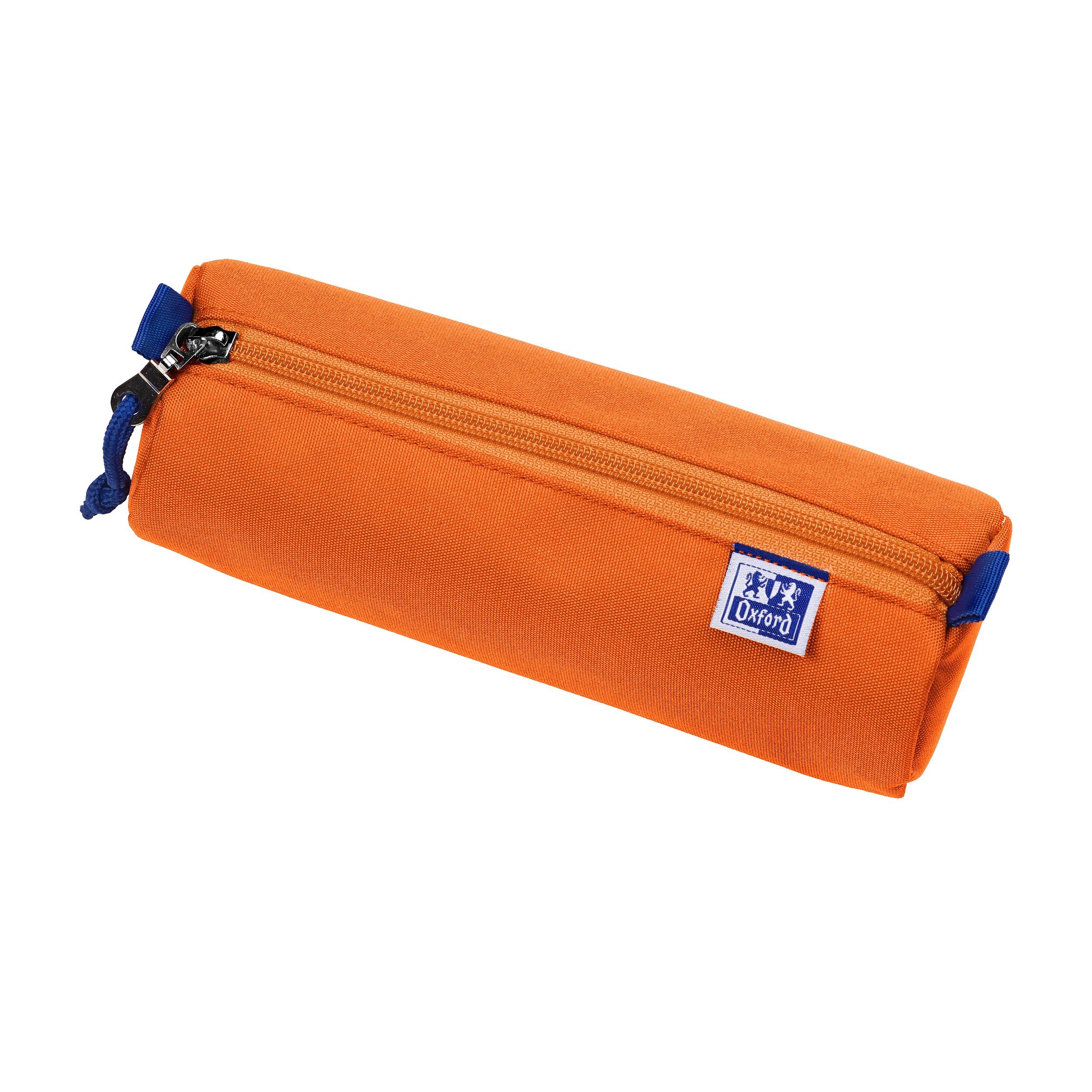 Oxford Girls Boys Pencil Case Diameter 7cm Round Large Durable Orange, 22x7x9cm