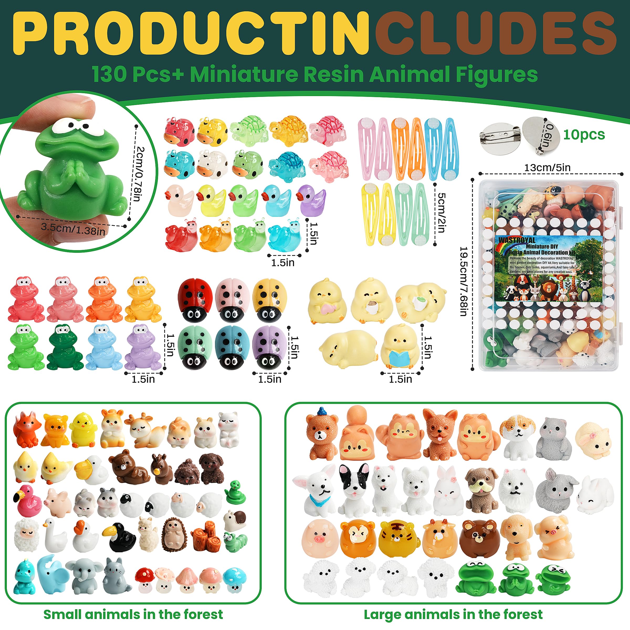LIINWNIRS 135 Pcs Glow In The Dark Mini Resin Animals – Tiny Figurines For Fairy Gardens, Aquariums & DIY Decor - View #4