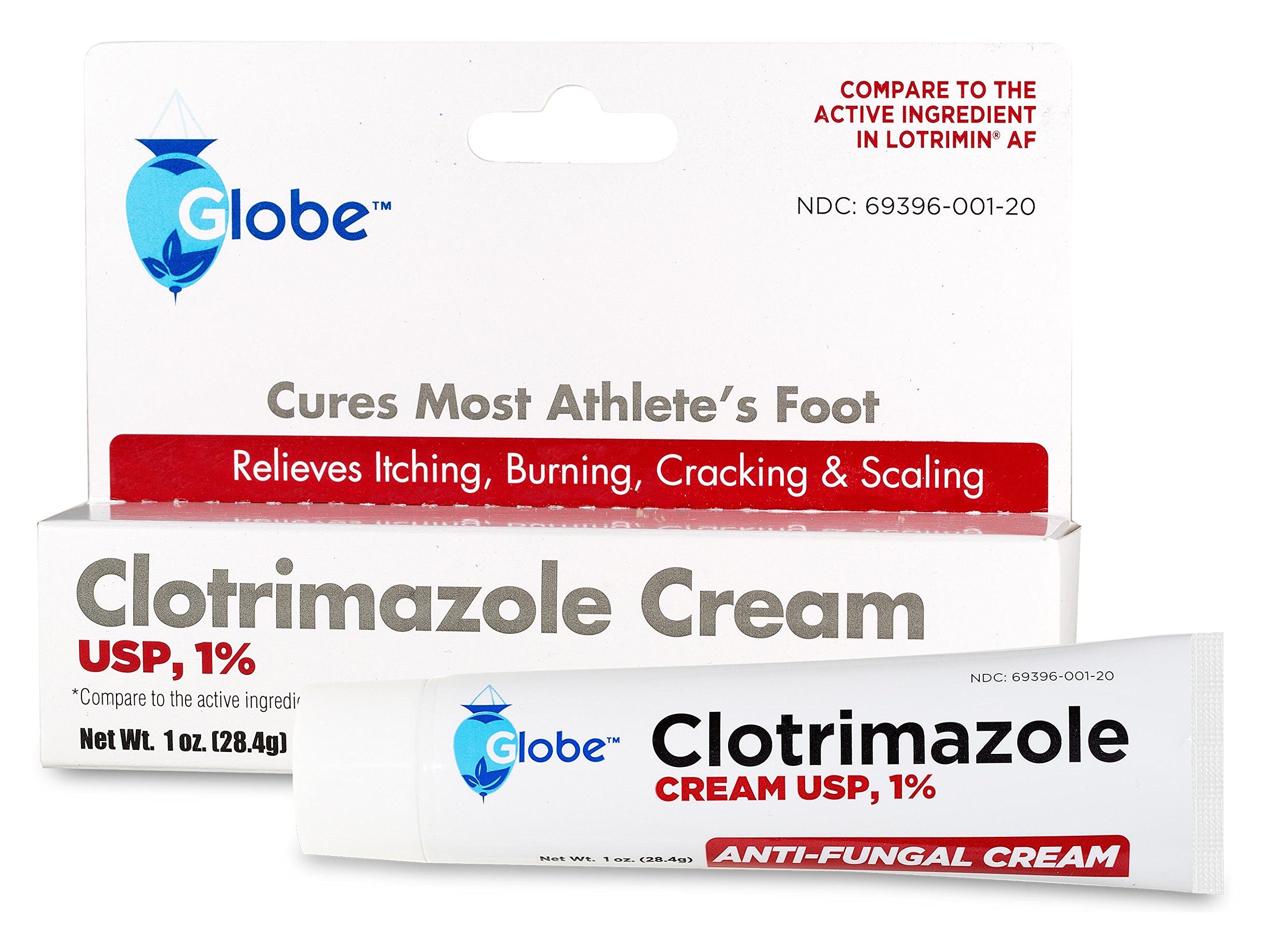 globe clotrimazole antifungal cream 1 usp 1 oz anti fungal treatment relieves itching burning cracking and scaling associated athletes foot jock itch ringworm and more