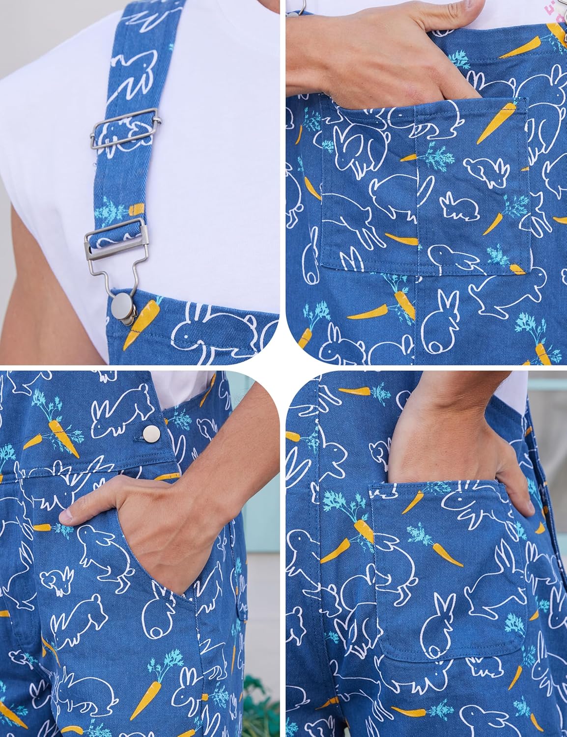 Bib Overalls for Men Shorts Romper Festival Jumpsuits Fashion Coveralls - Image 7