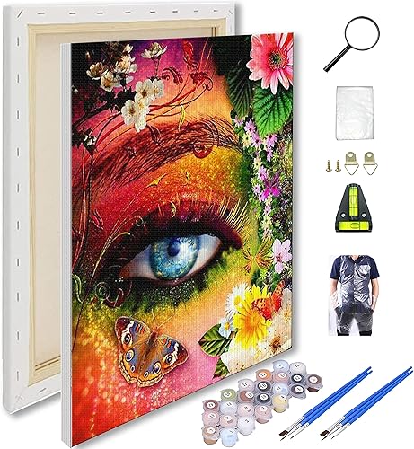 N NEXFINITY ONE Pintura por números para adultos con marco para principiantes o niños en lienzo de 16 x 20 pulgadas con pintura al óleo acrílica