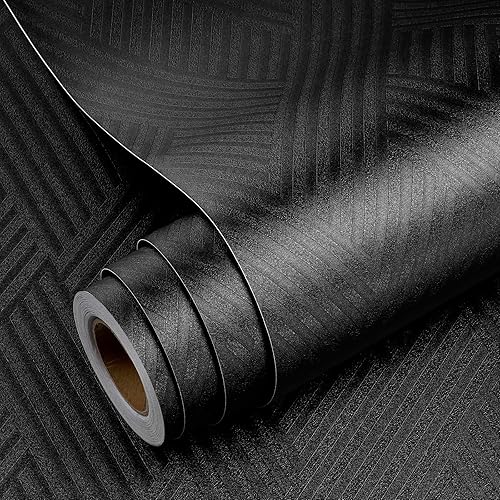 Miniatura 1 de Yenhome Papel tapiz negro para despegar y pegar, papel adhesivo geométrico para despegar y pegar, papel tapiz de 17.7 x 118 pulgadas, papel tapiz