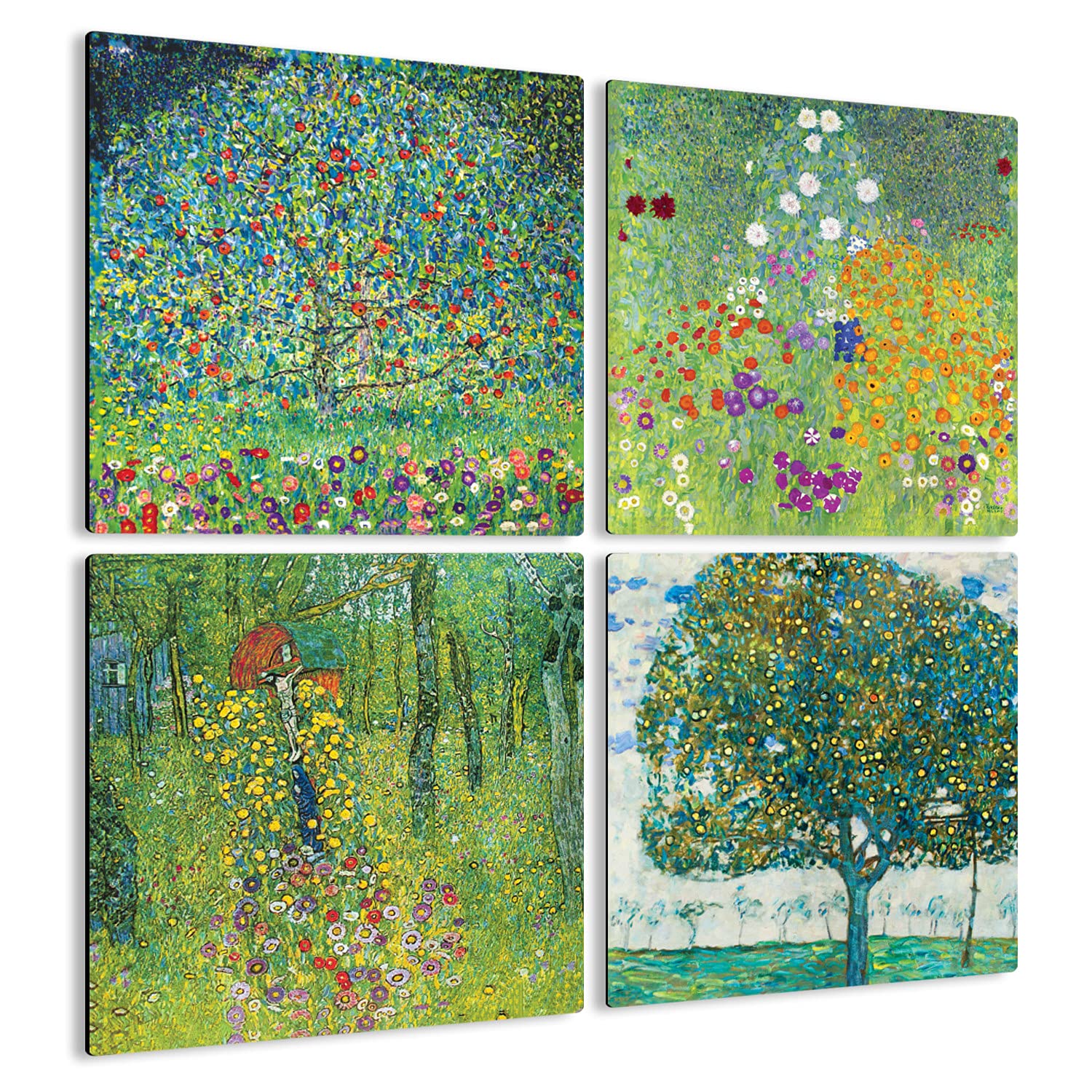 Gustav Klimt 4 carrés multi-panneaux d'art en bois MDF d'exception