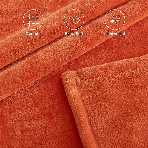 Miniatura 4 de NICETOWN Manta de forro polar naranja para niños, tamaño individual, manta de franela súper suave para la escuela, deporte, apartamento, manta de