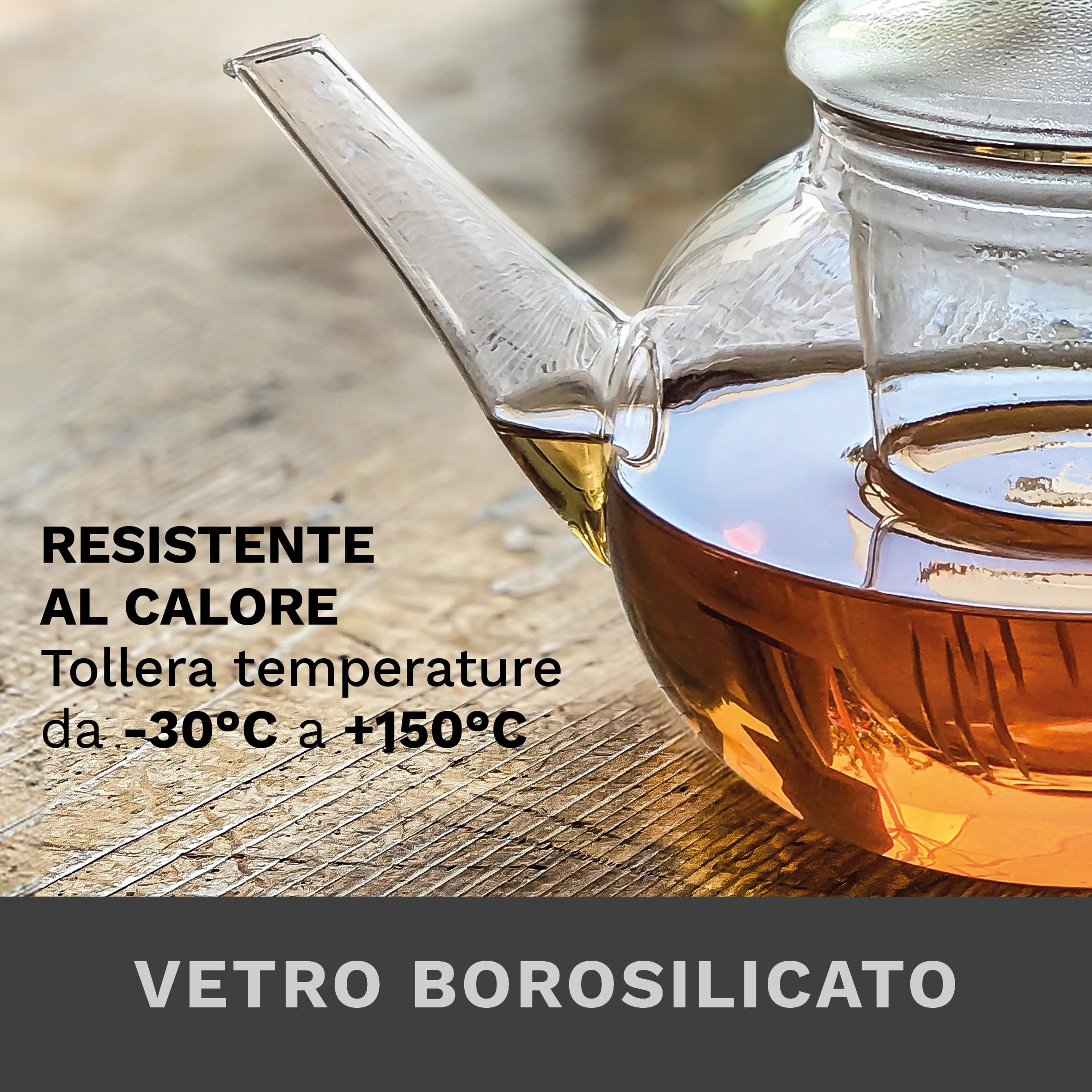 Creano Teiera in Vetro 1,2 L con Filtro e Copercio in Vetro Integrato Antigoccia Elegante Teiera Trasparente per Tè e Infusi Regalo Perfetto