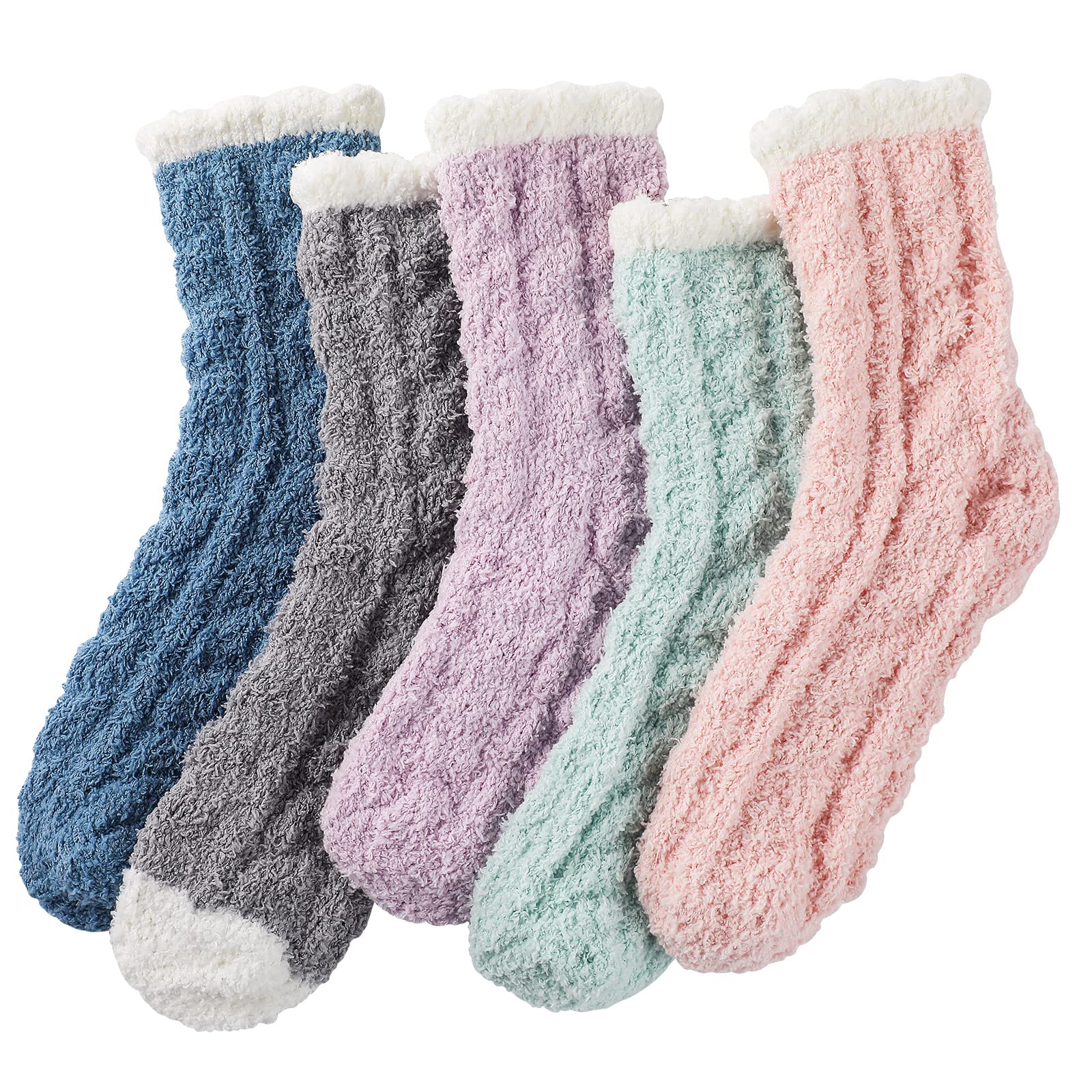 Fuzzy Socks for Women - Super Soft Warm Fluffy Socks, Winter Cozy Socks for women with Thick Coral Fleece, Candy Color Womens Fuzzy Slipper Socks