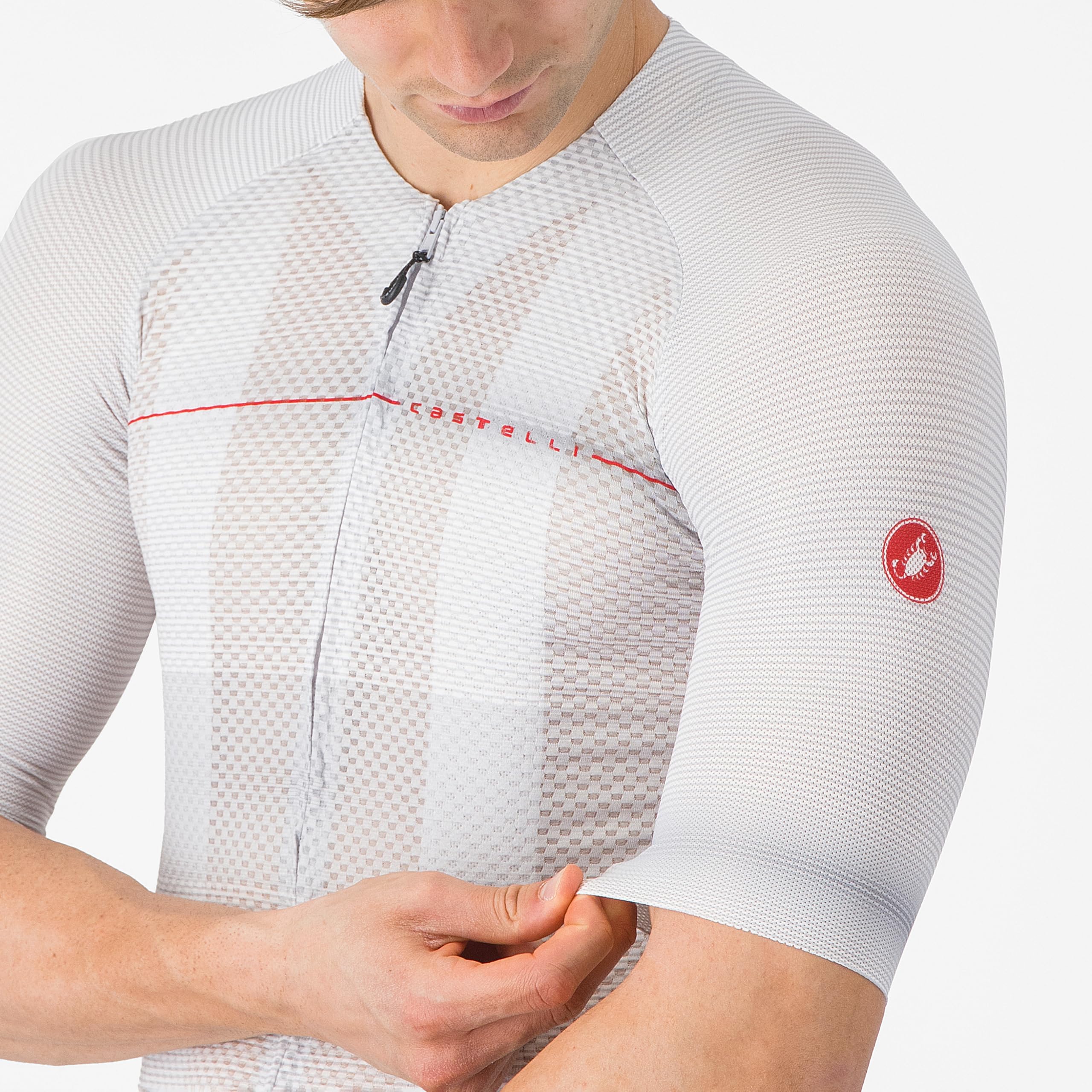 CASTELLI Maglia A/C da uomo, maniche a un quarto, cerniera intera, ciclismo su strada e gravel, con protezione UV