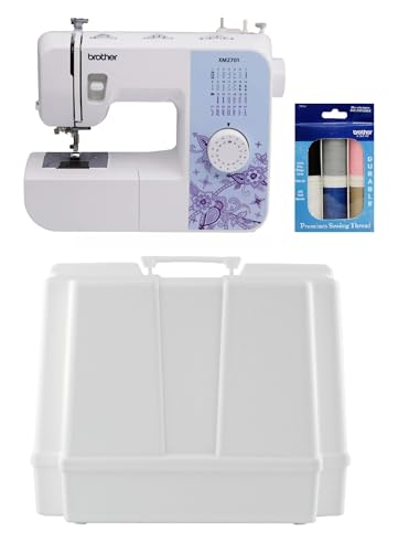 Brother XM2701 27-Stitch Sewing Machine and Hard Plastic Storage and Carry Case, Premium Sewing Thread 6-Pack Included