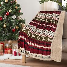 Christmas Sherpa Throw - 50" x 60" Xmas Pattern, Super Soft Fluffy TV Blanket for Bed, Couch, Holidays - Grey X-Mas