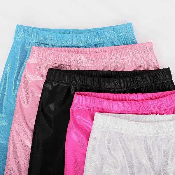 NewL Pantaloni da Ballo per Bambini e Ragazze, da Ginnastica e da Danza Metallizzata Lucida per Costumi da spettacoli - 5