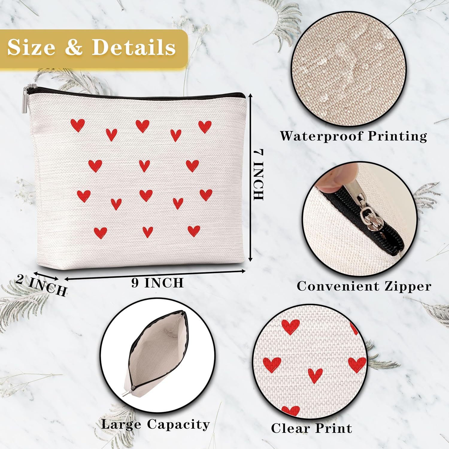 GREOXG Heart Makeup Bag, Small Travel Cosmetic Bag with Zipper, Cute Makeup Pouch Gift Ideas for Women Teen Girls Friends Mom Sisters Teacher Birthday Christmas Wedding Graduation-E36 - Image 2